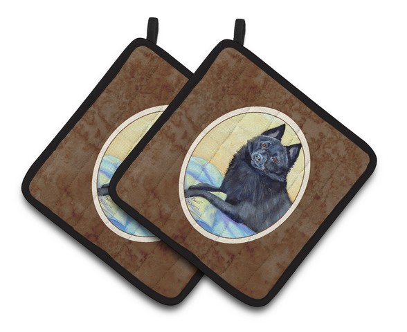 Picture of Carolines Treasures 7152PTHD Schipperke Sweet Dreams Pair of Pot Holders, 7.5 x 3 x 7.5 in.