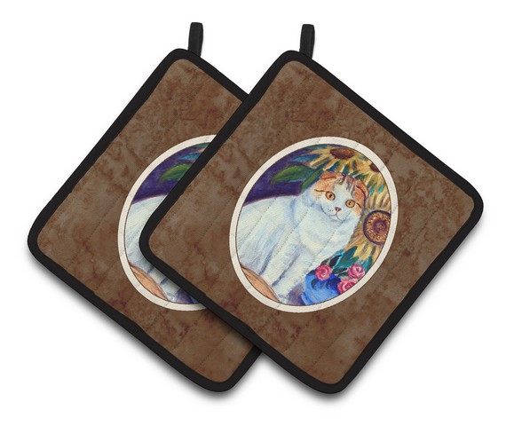 Picture of Carolines Treasures 7153PTHD Cat Pair of Pot Holders, 7.5 x 3 x 7.5 in.