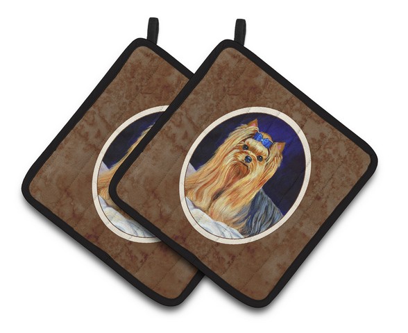 Picture of Carolines Treasures 7157PTHD Yorkie Pair of Pot Holders, 7.5 x 3 x 7.5 in.