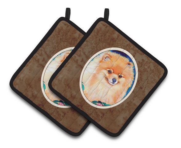 Picture of Carolines Treasures 7165PTHD Pomeranian Pair of Pot Holders, 7.5 x 3 x 7.5 in.