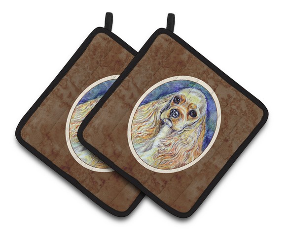 Picture of Carolines Treasures 7178PTHD Buff Cocker Spaniel Pair of Pot Holders, 7.5 x 3 x 7.5 in.