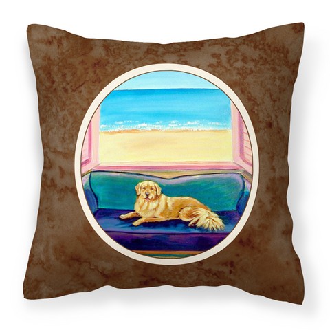 Golden Retriever Couch Sitting Fabric Decorative Pillow