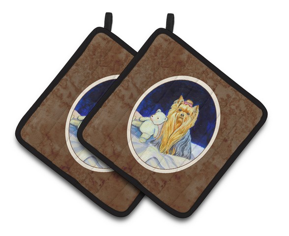 Picture of Carolines Treasures 7221PTHD Yorkie Pair of Pot Holders, 7.5 x 3 x 7.5 in.
