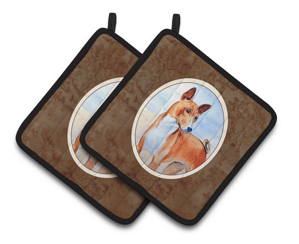 Picture of Carolines Treasures 7223PTHD Red & White Basenji Pair of Pot Holders, 7.5 x 3 x 7.5 in.