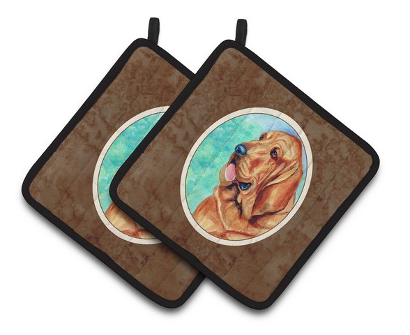 Picture of Carolines Treasures 7224PTHD Bloodhound Pair of Pot Holders, 7.5 x 3 x 7.5 in.