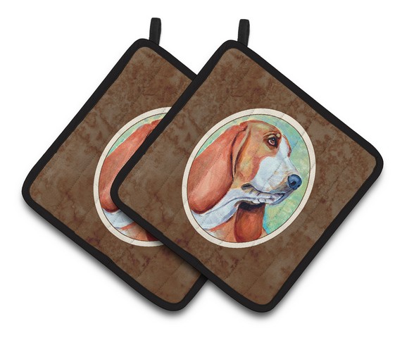 Picture of Carolines Treasures 7227PTHD Basset Hound Pair of Pot Holders, 7.5 x 3 x 7.5 in.