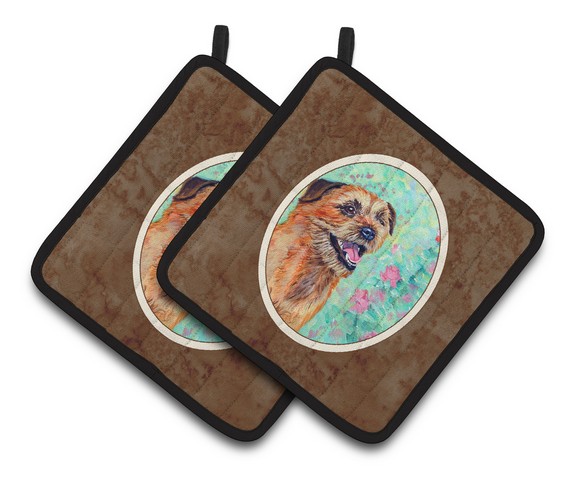 Picture of Carolines Treasures 7228PTHD Border Terrier Pair of Pot Holders, 7.5 x 3 x 7.5 in.