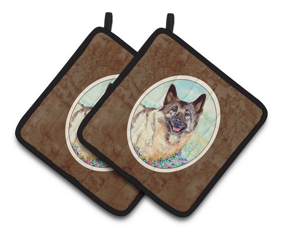 Picture of Carolines Treasures 7231PTHD Norwegian Elkhound Pair of Pot Holders, 7.5 x 3 x 7.5 in.