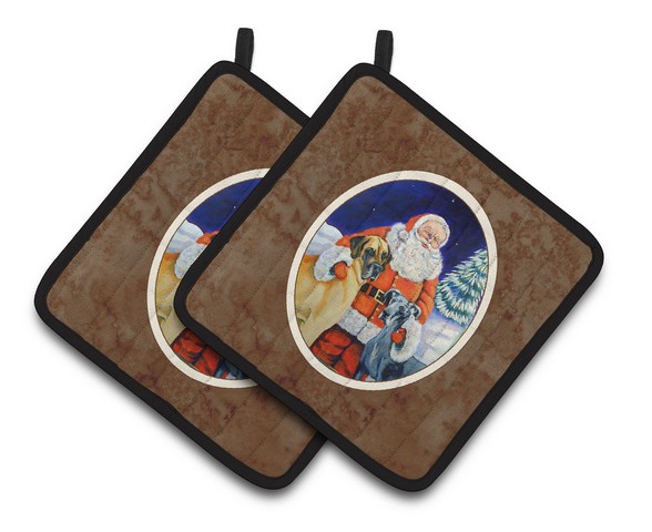 Picture of Carolines Treasures 7232PTHD Santa Claus with Great Dane Pair of Pot Holders, 7.5 x 3 x 7.5 in.