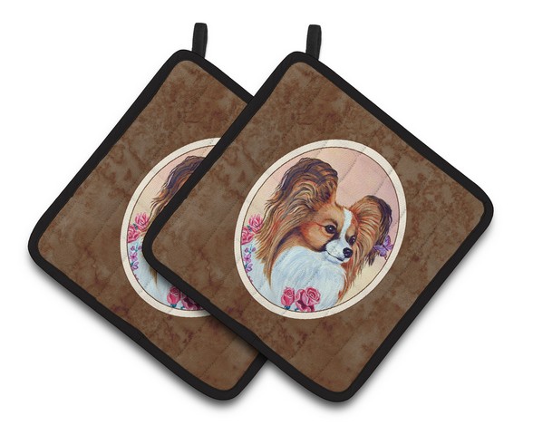 Picture of Carolines Treasures 7237PTHD Papillon Pair of Pot Holders, 7.5 x 3 x 7.5 in.
