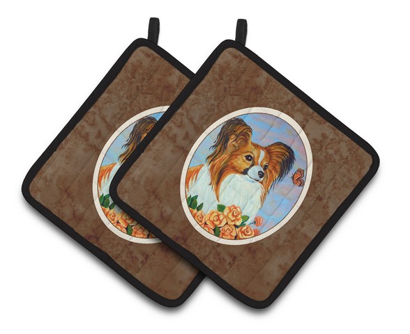 Picture of Carolines Treasures 7246PTHD Papillon Pair of Pot Holders, 7.5 x 3 x 7.5 in.
