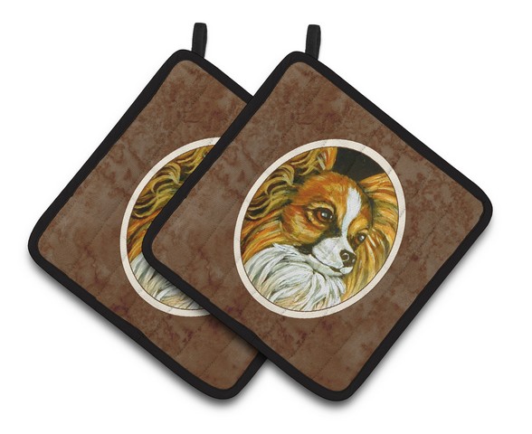 Picture of Carolines Treasures 7248PTHD Papillon Pair of Pot Holders, 7.5 x 3 x 7.5 in.