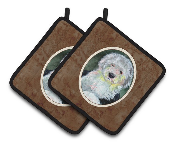 Picture of Carolines Treasures 7252PTHD Old English Sheepdog Pair of Pot Holders, 7.5 x 3 x 7.5 in.