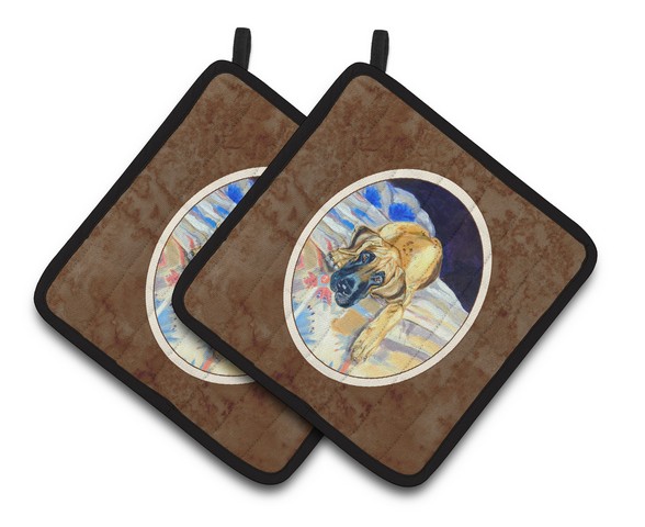 Picture of Carolines Treasures 7258PTHD Fawn Great Dane Pair of Pot Holders, 7.5 x 3 x 7.5 in.