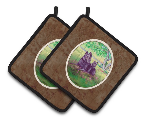 Picture of Carolines Treasures 7263PTHD Schipperke & Puppy Pair of Pot Holders, 7.5 x 3 x 7.5 in.