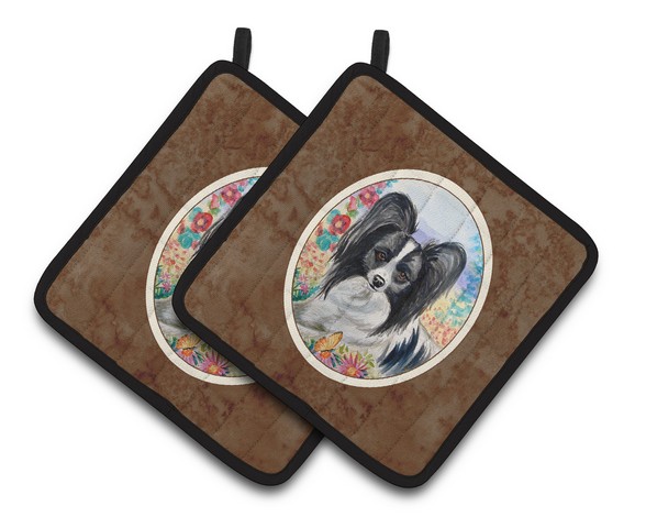 Picture of Carolines Treasures 7273PTHD Papillon Pair of Pot Holders, 7.5 x 3 x 7.5 in.