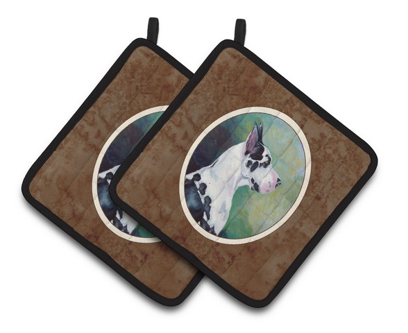 Picture of Carolines Treasures 7278PTHD Harlequin Great Dane Pair of Pot Holders, 7.5 x 3 x 7.5 in.