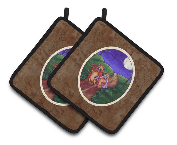 Picture of Carolines Treasures 7281PTHD Trick or Treat Halloween Pug Pair of Pot Holders, 7.5 x 3 x 7.5 in.
