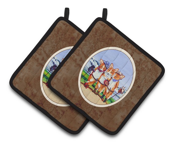Picture of Carolines Treasures 7283PTHD Cowboy Corgi Pair of Pot Holders, 7.5 x 3 x 7.5 in.