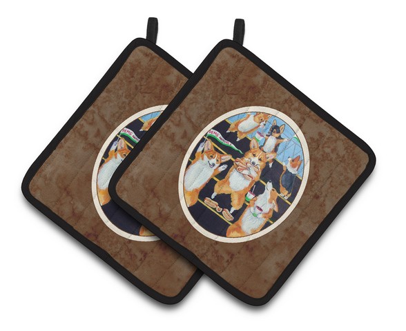 Picture of Carolines Treasures 7286PTHD Go Team Corgi Pembroke Pair of Pot Holders, 7.5 x 3 x 7.5 in.