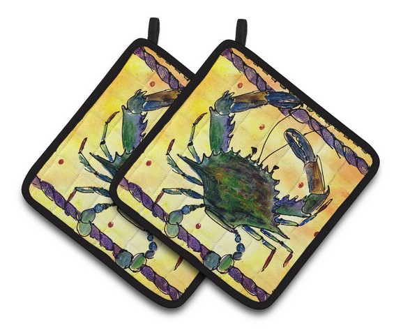 Picture of Carolines Treasures 8058PTHD Crab Pair of Pot Holders, 7.5 x 3 x 7.5 in.
