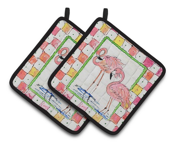Picture of Carolines Treasures 8077PTHD Bird - Flamingo Pair of Pot Holders, 7.5 x 3 x 7.5 in.