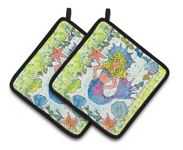 Picture of Carolines Treasures 8080PTHD Blonde Funky Mermaid Pair of Pot Holders, 7.5 x 3 x 7.5 in.