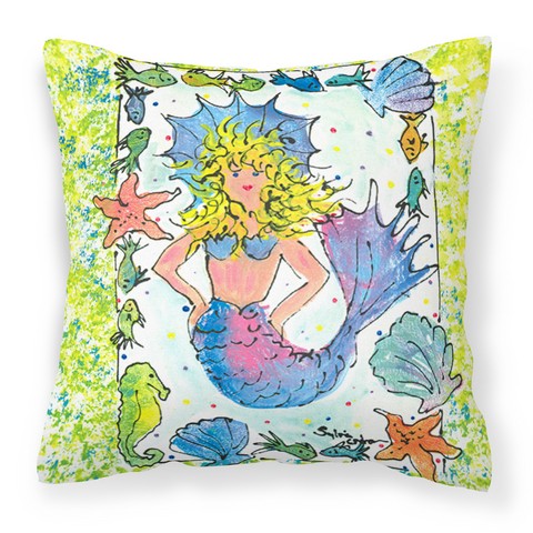 Picture of Carolines Treasures 8080PW1414 Blonde Funky Mermaid Fabric Decorative Pillow, 14 x 3 x 14 in.