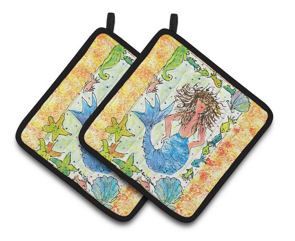 Picture of Carolines Treasures 8082PTHD Mermaid Pair of Pot Holders, 7.5 x 3 x 7.5 in.