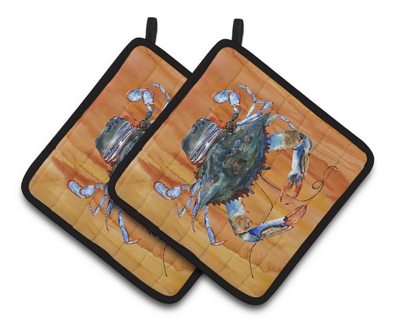 Picture of Carolines Treasures 8144PTHD Crab Pair of Pot Holders, 7.5 x 3 x 7.5 in.
