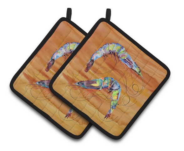 Picture of Carolines Treasures 8145PTHD Shrimp Pair of Pot Holders, 7.5 x 3 x 7.5 in.