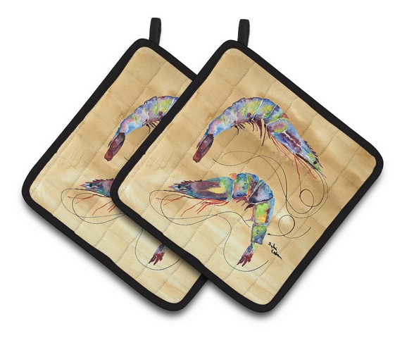 Picture of Carolines Treasures 8158PTHD Shrimp Pair of Pot Holders, 7.5 x 3 x 7.5 in.