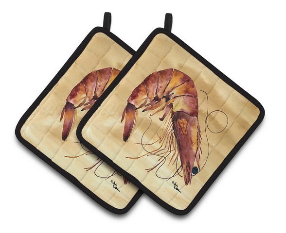 Picture of Carolines Treasures 8161PTHD Shrimp Pair of Pot Holders, 7.5 x 3 x 7.5 in.