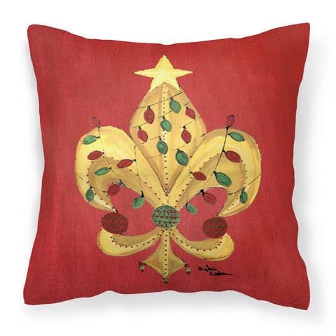 8185PW1414 Christmas Fleur De Lis Tree with lights Fabric Decorative Pillow, 14 x 3 x 14 in.