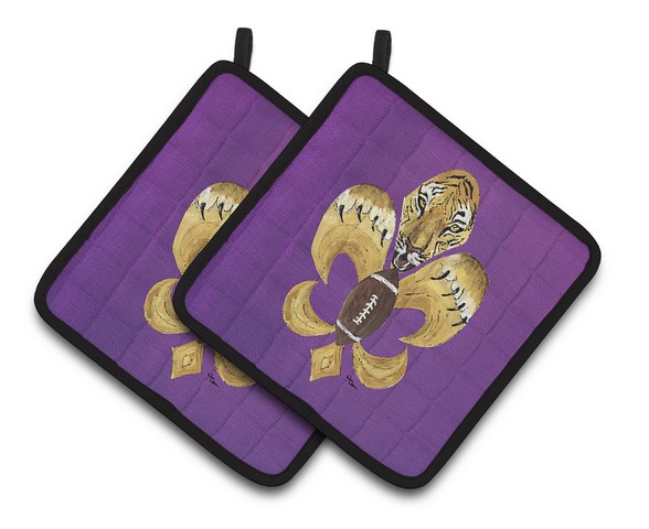Picture of Carolines Treasures 8205-2PTHD Tiger Football Fleur De Lis Pair of Pot Holders, 7.5 x 3 x 7.5 in.