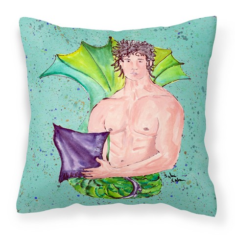 Merman Fabric Decorative Pillow - 14 x 3 x 14 in.