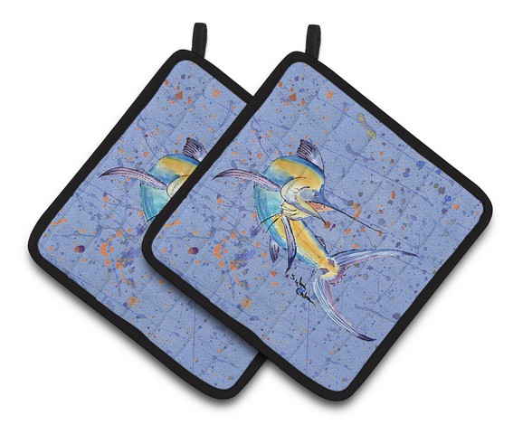Picture of Carolines Treasures 8350PTHD Blue Marlin Pair of Pot Holders, 7.5 x 3 x 7.5 in.