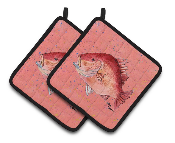 Picture of Carolines Treasures 8351PTHD Strawberry Snapper Pair of Pot Holders, 7.5 x 3 x 7.5 in.