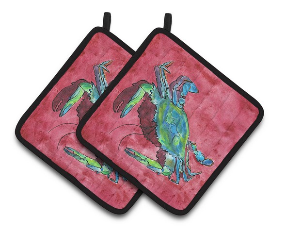 Picture of Carolines Treasures 8379PTHD Crab Pair of Pot Holders, 7.5 x 3 x 7.5 in.