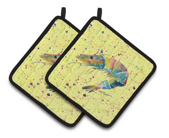 Picture of Carolines Treasures 8450PTHD Shrimp Pair of Pot Holders, 7.5 x 3 x 7.5 in.