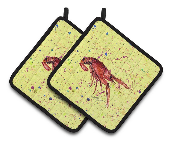 Picture of Carolines Treasures 8451PTHD Crawfish Pair of Pot Holders, 7.5 x 3 x 7.5 in.