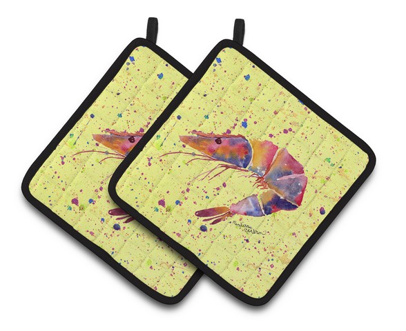 Picture of Carolines Treasures 8454PTHD Shrimp Pair of Pot Holders, 7.5 x 3 x 7.5 in.