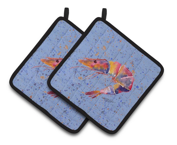 Picture of Carolines Treasures 8455PTHD Shrimp Pair of Pot Holders, 7.5 x 3 x 7.5 in.