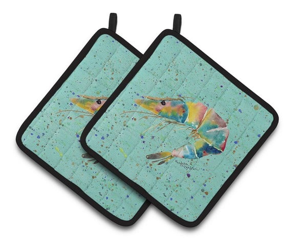 Picture of Carolines Treasures 8460PTHD Shrmip Pair of Pot Holders, 7.5 x 3 x 7.5 in.