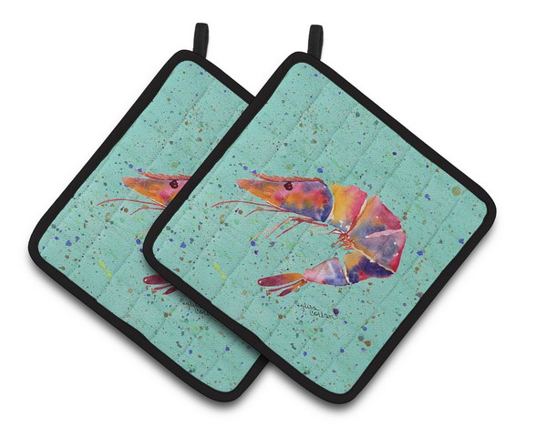 Picture of Carolines Treasures 8464PTHD Shrmip Pair of Pot Holders, 7.5 x 3 x 7.5 in.