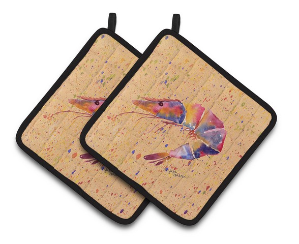 Picture of Carolines Treasures 8465PTHD Shrimp Pair of Pot Holders, 7.5 x 3 x 7.5 in.