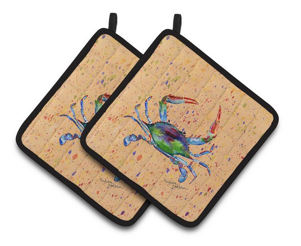 Picture of Carolines Treasures 8467PTHD Crab Pair of Pot Holders, 7.5 x 3 x 7.5 in.
