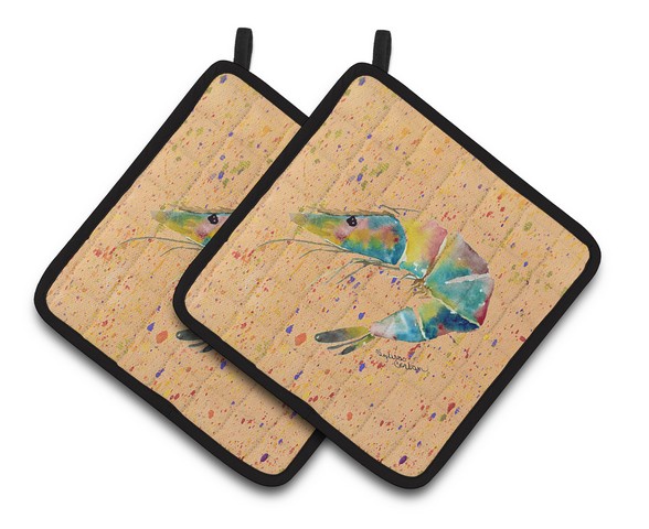 Picture of Carolines Treasures 8469PTHD Shrimp Pair of Pot Holders, 7.5 x 3 x 7.5 in.