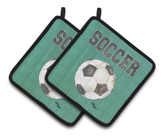 Picture of Carolines Treasures 8484PTHD Soccer Pair of Pot Holders, 7.5 x 3 x 7.5 in.