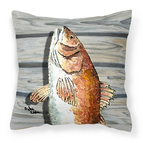 Red Fish Fabric Decorative Pillow - 14 x 3 x 14 in.